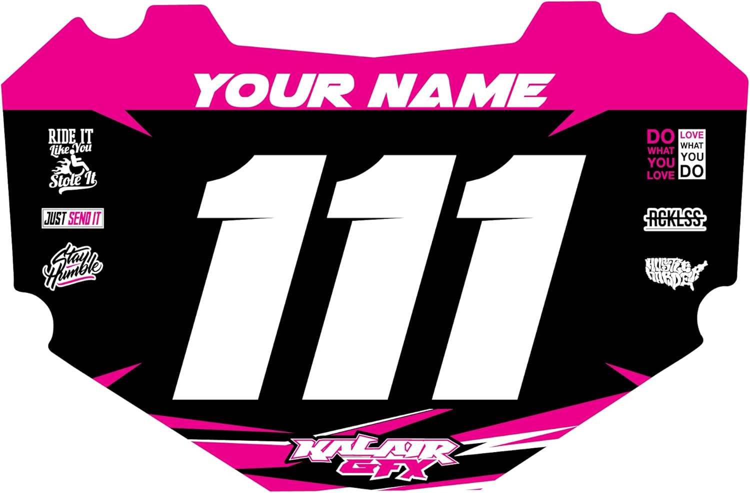 Custom STACYC Bike Number Plate Decal - Personalized Racing Graphics with Your Name & Number, Stacyc Fit Multicolored Eye-catching Plate Design Decals, Plastics NOT Included.