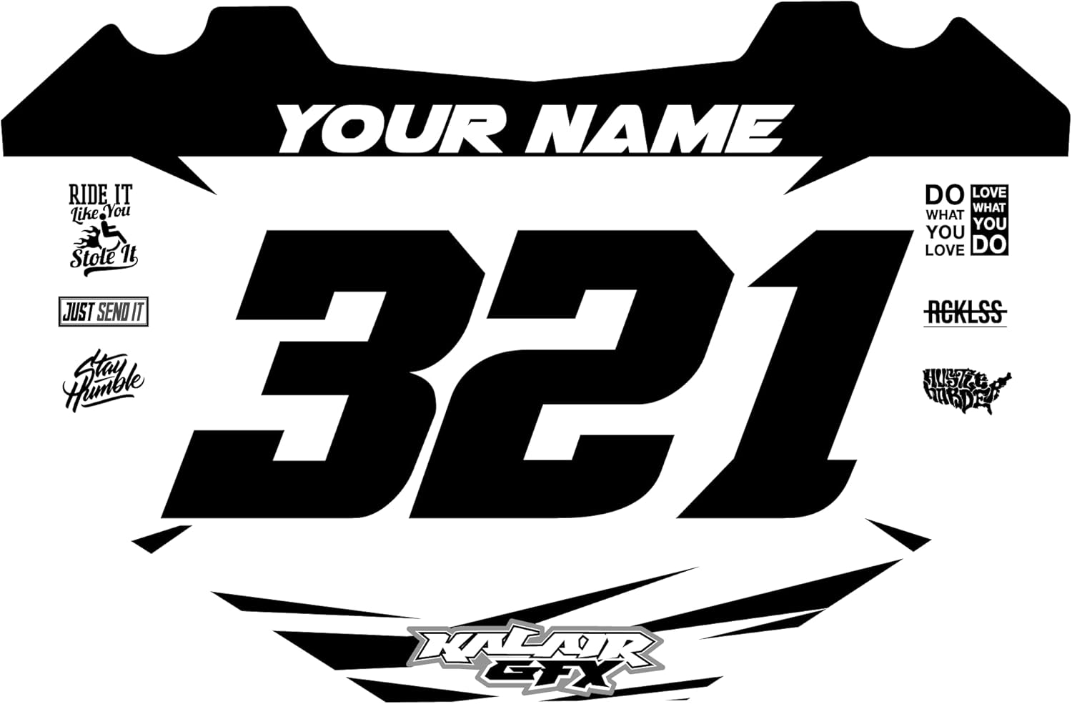 Custom STACYC Bike Number Plate Decal - Personalized Racing Graphics with Your Name & Number, Stacyc Fit Multicolored Eye-catching Plate Design Decals, Plastics NOT Included.