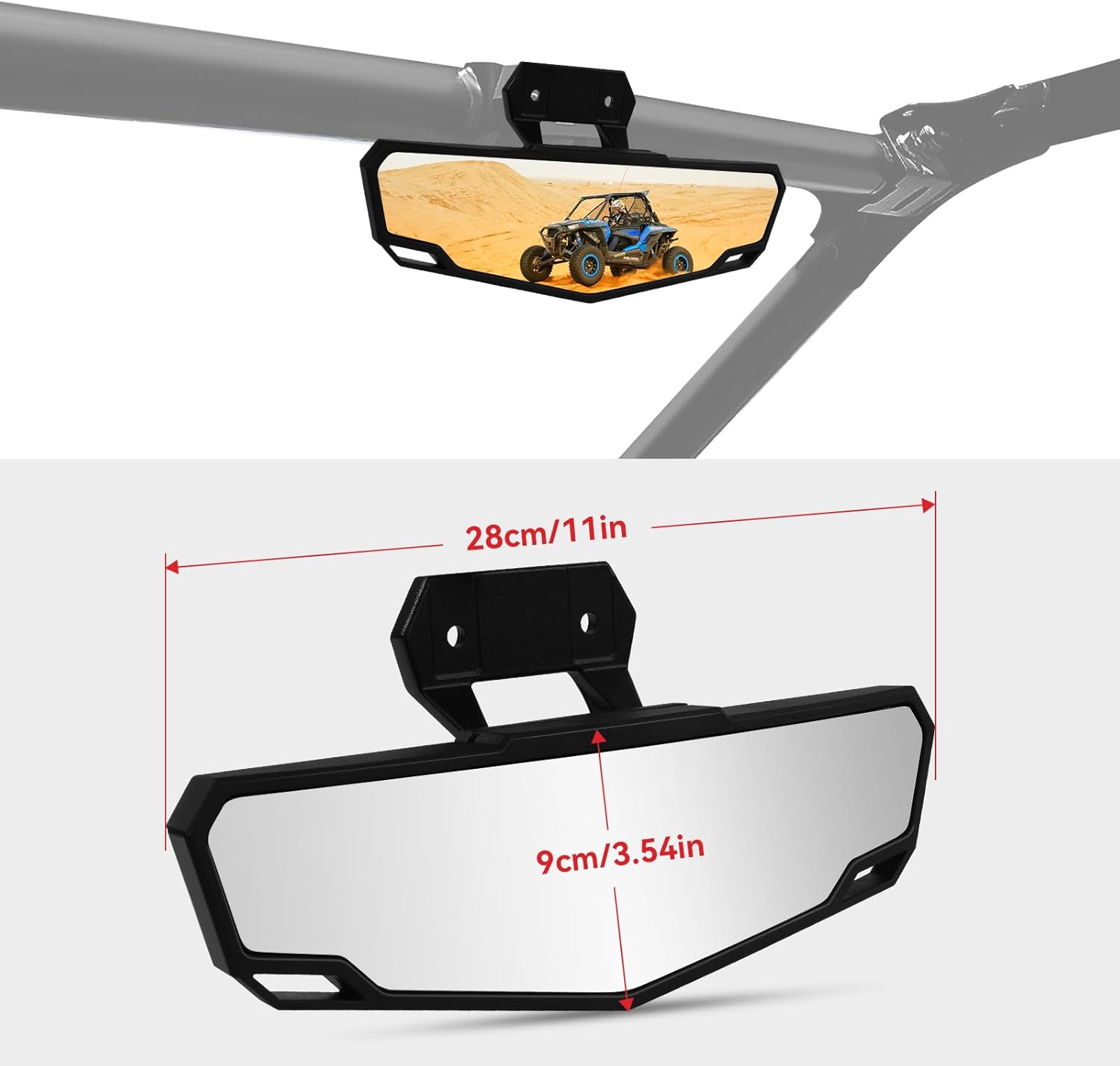 UTV Polaris RZR Rear View Mirror - Compatible with Polaris RZR PRO XP/XP 4, Trail, Turbo R - Center Convex Mirror - Part # 2883763