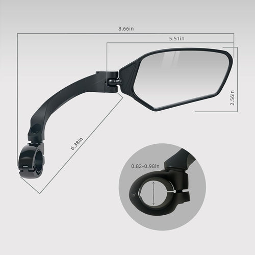 Adjustable Handlebar Bike Mirror, Shatterproof HD Glass Lens, Universal Fit Rearview Bicycle Mirrors, 360° Rotatable, Compatible with Mountain Bikes, E-bikes, Road Bikes(1 Pair)