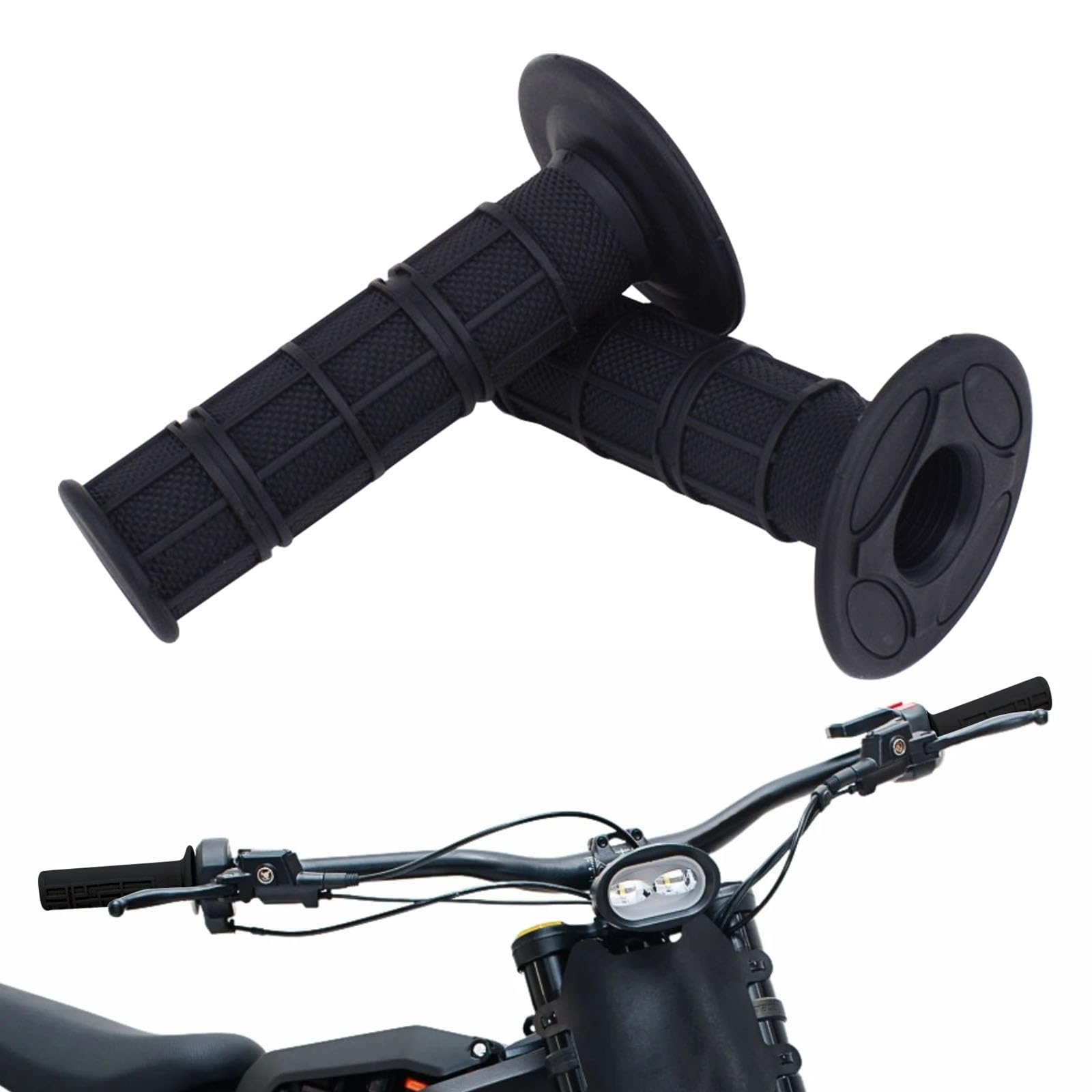 Dirt Bike Handlebar Grips 7/8" Rubber Handle Grip Universal for Sur Ron Surron LBX Talaria Sting R MX3/R MX4 MX5 Talaria X3 XXX E-Ride Pro SR S SS 2.0 3.0 Ventus One Electric Dirt Bike Black
