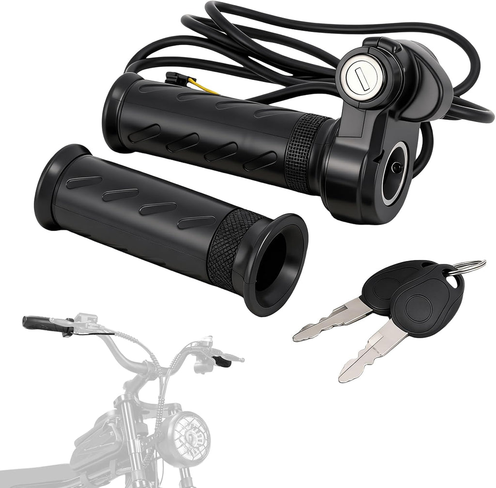 Ebike Full Twist Throttle Grip with 2 Keys Compatible Fit for Ridstar Q20/Q20 Pro Lite E-Bike, Electric Bike Throttle Smooth Acceleration Control Easy Installation