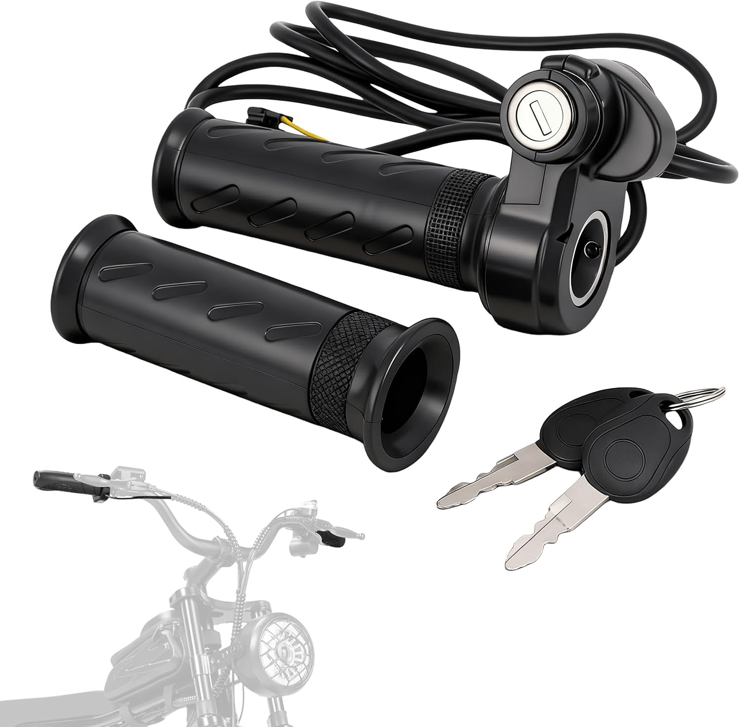 Ebike Full Twist Throttle Grip with 2 Keys Compatible Fit for Ridstar Q20/Q20 Pro Lite E-Bike, Electric Bike Throttle Smooth Acceleration Control Easy Installation