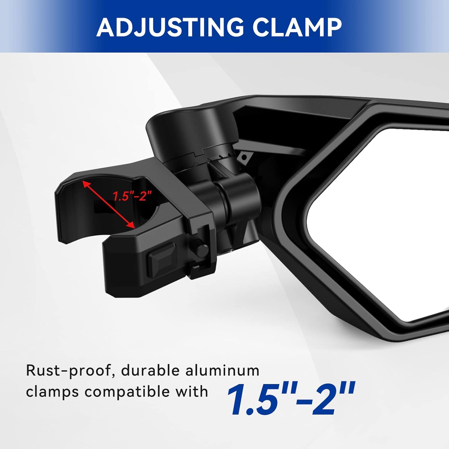 UTV Side Mirrors, TXZSXS RZR Adjustable Side Mirrors with 1.5”-2” Roll Bar Compatible with Polars RZR 1000, Can Am Maverick, Kawasaki Mule, Arctic Cat, Wildcat, Pioneer, Rhino, Yamaha YXZ