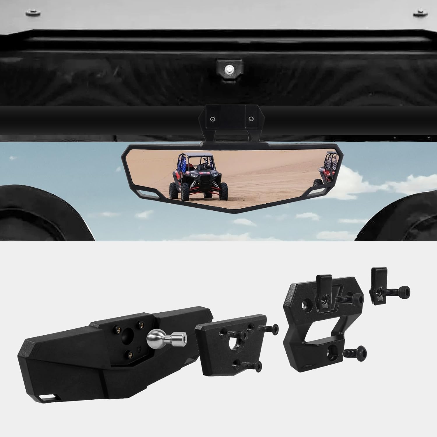 UTV Polaris RZR Rear View Mirror - Compatible with Polaris RZR PRO XP/XP 4, Trail, Turbo R - Center Convex Mirror - Part # 2883763