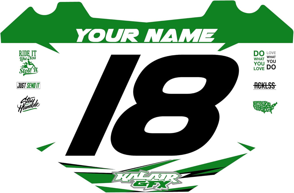Custom STACYC Bike Number Plate Decal - Personalized Racing Graphics with Your Name & Number, Stacyc Fit Multicolored Eye-catching Plate Design Decals, Plastics NOT Included.
