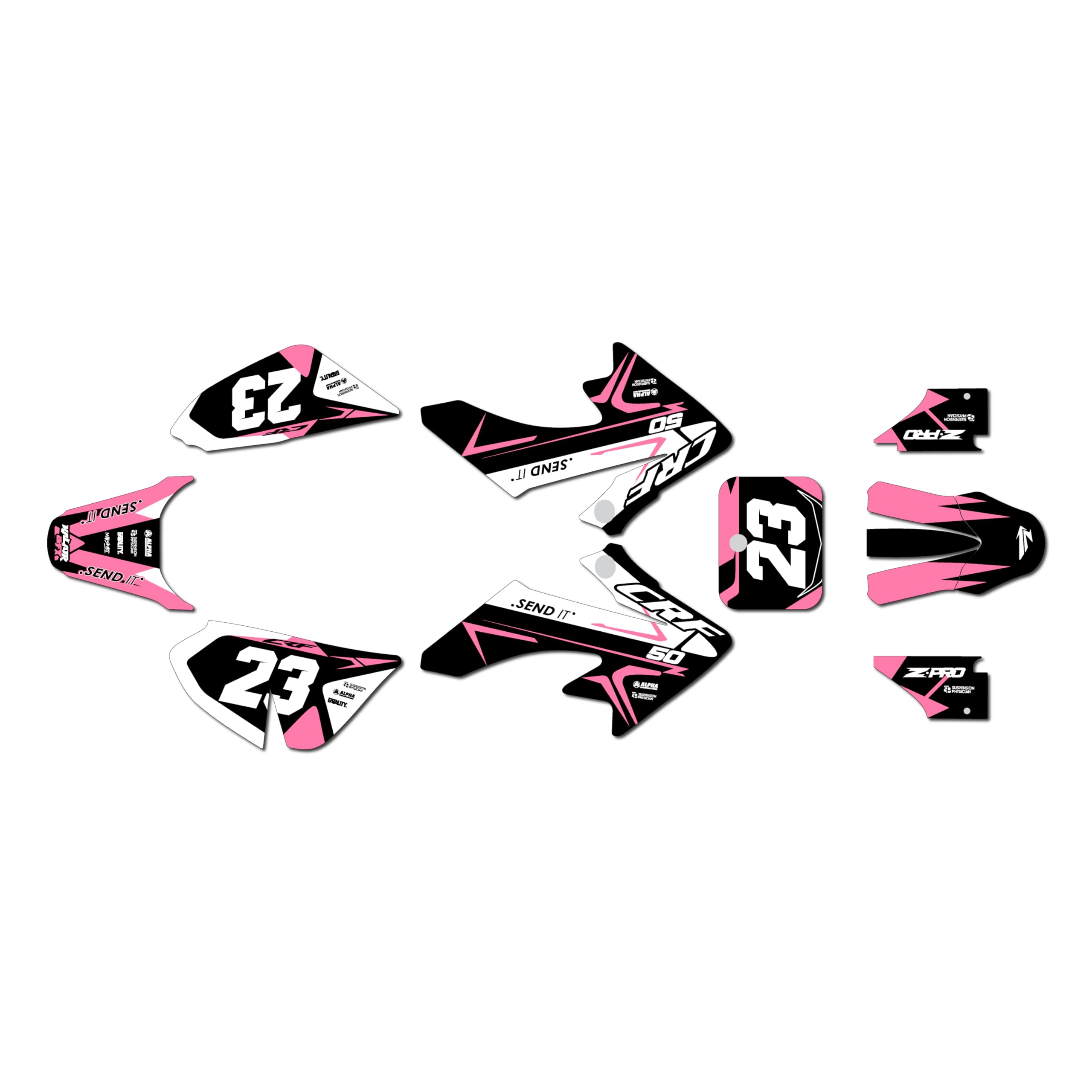 Graphics Kit for Honda CRF50 (All Years) EVADER Series Blue-red 09 Mil - Dirt pit bike motorcycle stickers, dirtbike racing automotive decal motocross accessories no-plastics