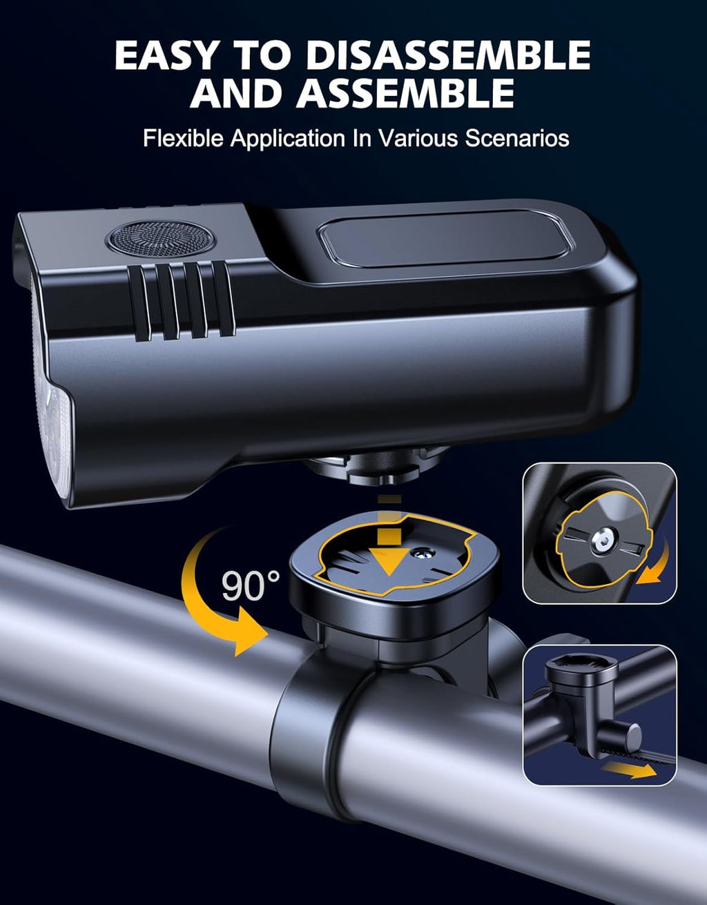 1000 Lumens Super Bright Bike Lights for Night Riding, 8+7 Modes Sturdy Aluminum Alloy Bicycle Lights Front and Rear, IP65 Waterproof & Rechargeable Bike Headlight for Cycling Electronics