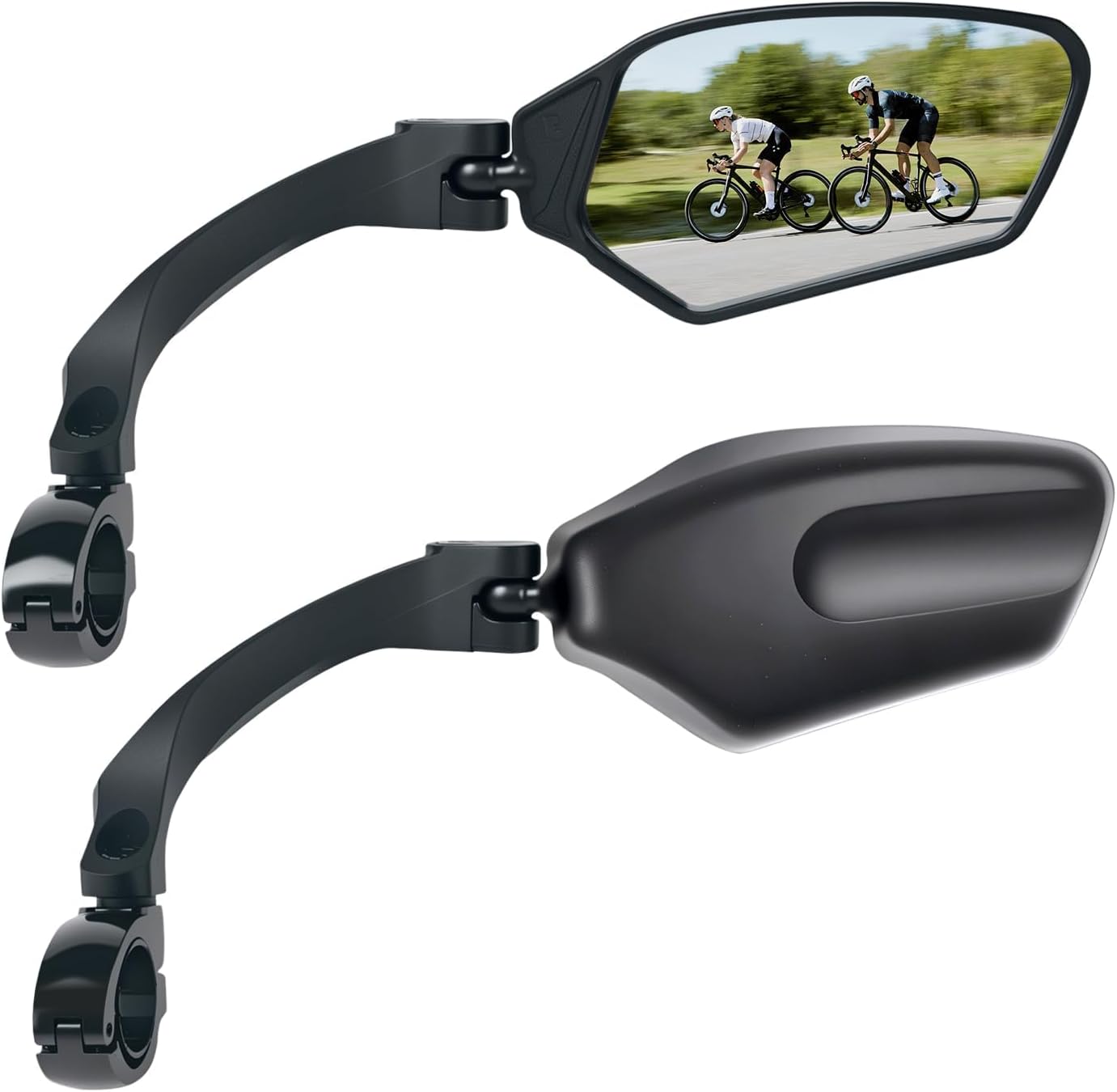 Adjustable Handlebar Bike Mirror, Shatterproof HD Glass Lens, Universal Fit Rearview Bicycle Mirrors, 360° Rotatable, Compatible with Mountain Bikes, E-bikes, Road Bikes(1 Pair)