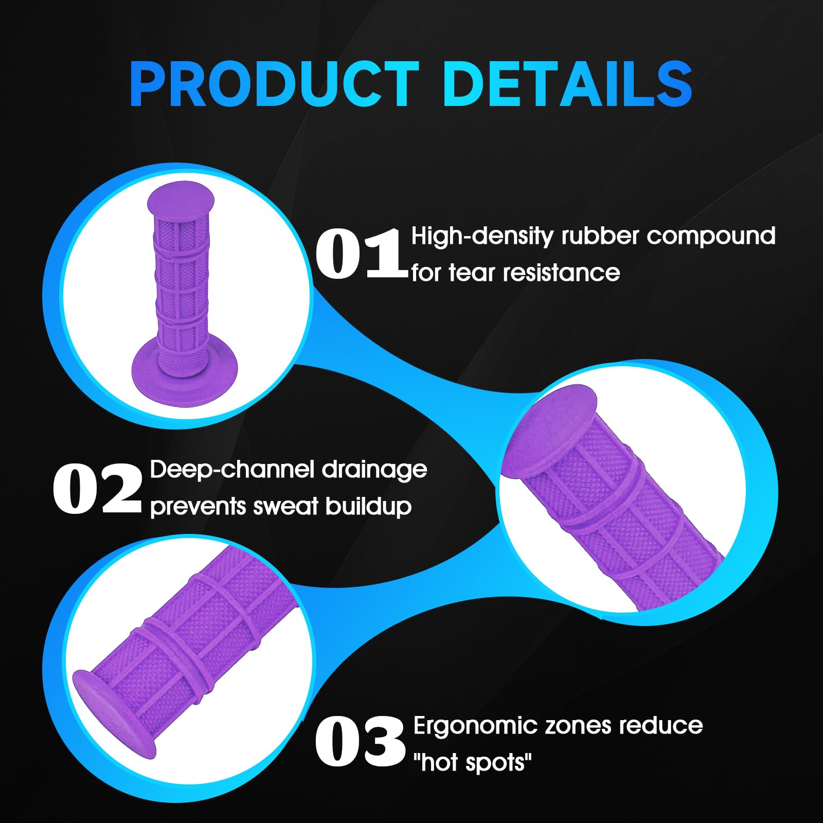 Dirt Bike Handlebar Grips 7/8" Rubber Handle Grip Universal for Sur Ron Surron LBX Talaria Sting R MX3/R MX4 MX5 Talaria X3 XXX E-Ride Pro SR S SS 2.0 3.0 Ventus One Electric Dirt Bike Black