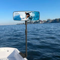 Marine Boat Rearview Mirror, 360° Adjustable Boat Mirror with Telescoping Pole, Heavy Duty Clamp, Compatible with Ski Boats, Water Sports, and Marine Use, Extra Large 3.7" x 11" Wide Angle