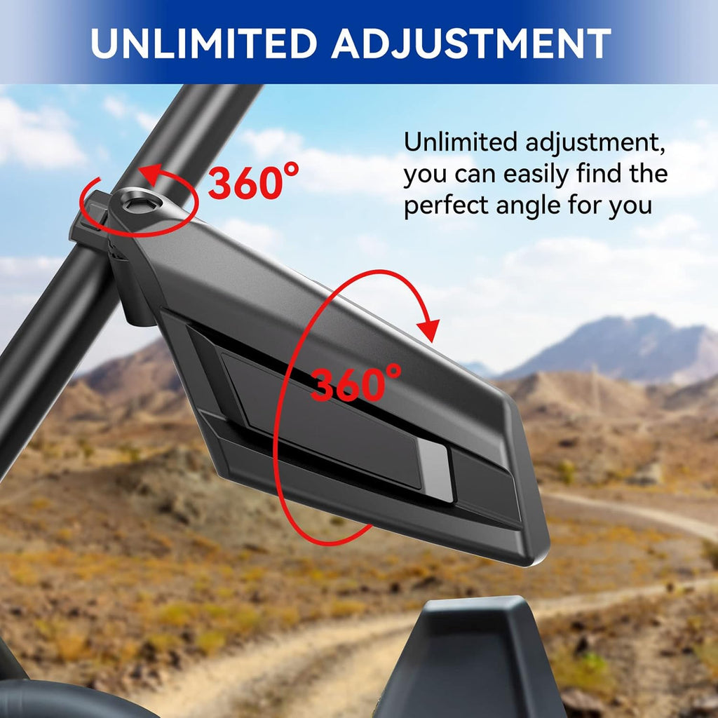 UTV Side Mirrors, TXZSXS RZR Adjustable Side Mirrors with 1.5”-2” Roll Bar Compatible with Polars RZR 1000, Can Am Maverick, Kawasaki Mule, Arctic Cat, Wildcat, Pioneer, Rhino, Yamaha YXZ