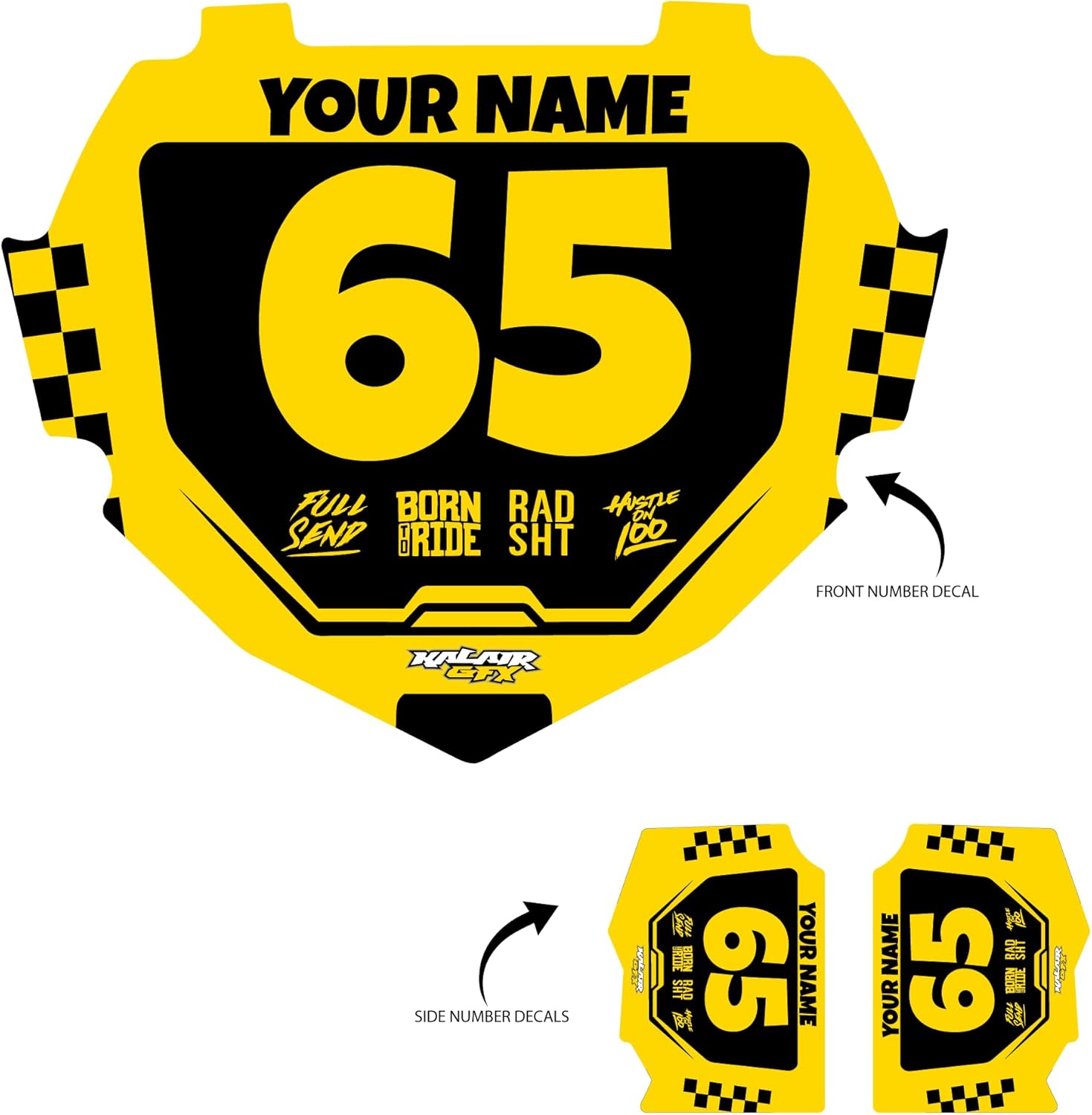 Custom BMX Box Two Number Plate Decals - Personalize Your Racing Graphics with Your Name & Number, Multicolored Outstanding Designs, Fits Box Two Plates, Junior and Senior Sizes.