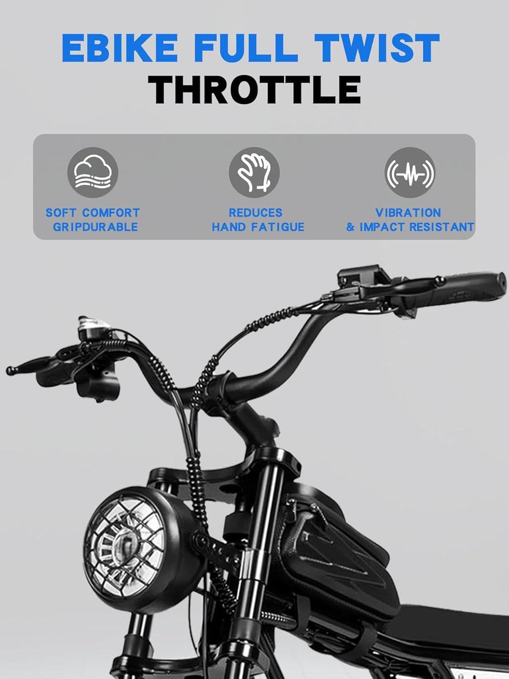 Ebike Full Twist Throttle Grip with 2 Keys Compatible Fit for Ridstar Q20/Q20 Pro Lite E-Bike, Electric Bike Throttle Smooth Acceleration Control Easy Installation