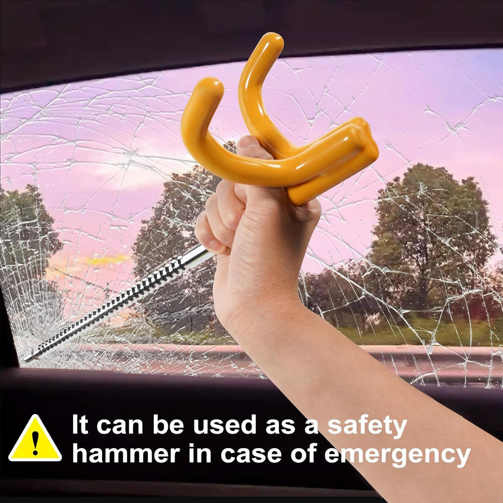 Steering Wheel Lock Anti-Theft Device – Heavy Duty Double Hook, Adjustable Clamp Fits 5”-15” Wheels, Universal Car Security Lock with 3 Unique Keys – Yellow