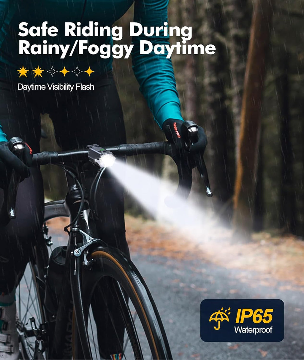 3+6 Modes Bright Bike Lights for Night Riding with Side Light, Rechargeable & IP65 Waterproof Bicycle Light, Bike Headlight and Tail Light Set for Road/Mountain Bike/Scooter Accessories