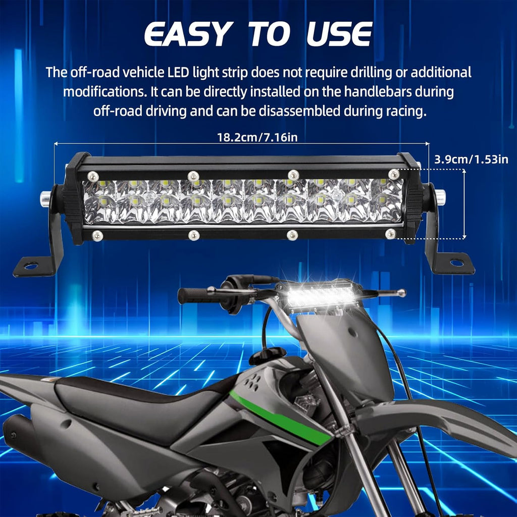 Motorcycle LED Light Bar Plug-Play 60W 4200Lm Driving Light Kit 7/8" Handlebar Universal for CRF XR RM KX KLX TTR PW SSR Apollo TAO TAO SDG Dirt Pit Bike