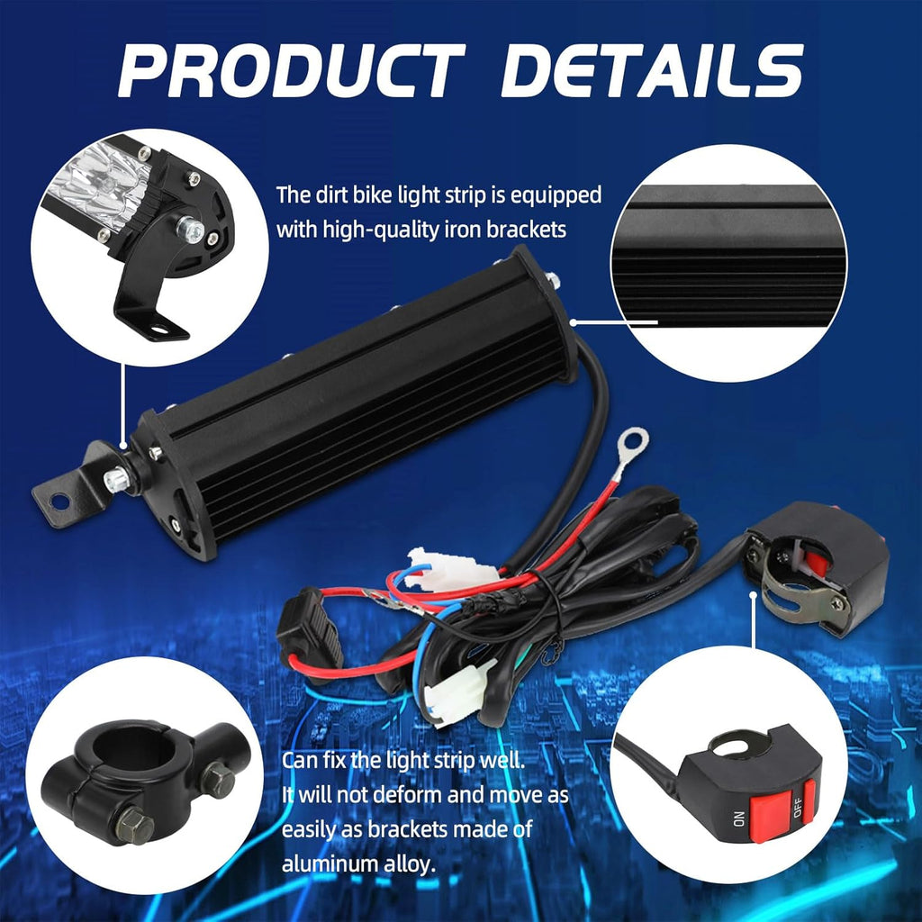 Motorcycle LED Light Bar Plug-Play 60W 4200Lm Driving Light Kit 7/8" Handlebar Universal for CRF XR RM KX KLX TTR PW SSR Apollo TAO TAO SDG Dirt Pit Bike
