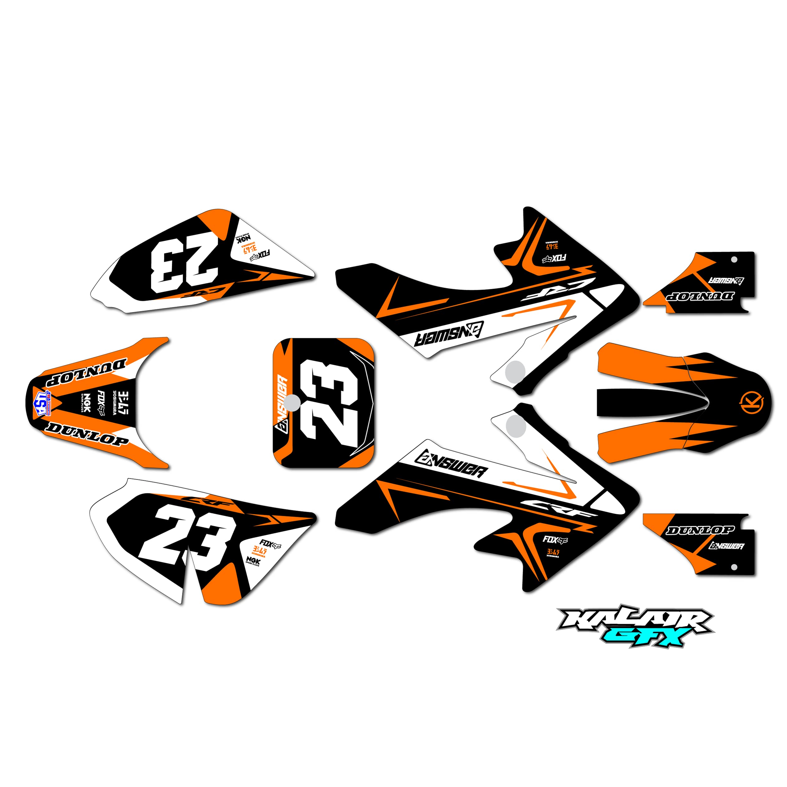 Graphics Kit for Honda CRF50 (All Years) EVADER Series Blue-red 09 Mil - Dirt pit bike motorcycle stickers, dirtbike racing automotive decal motocross accessories no-plastics