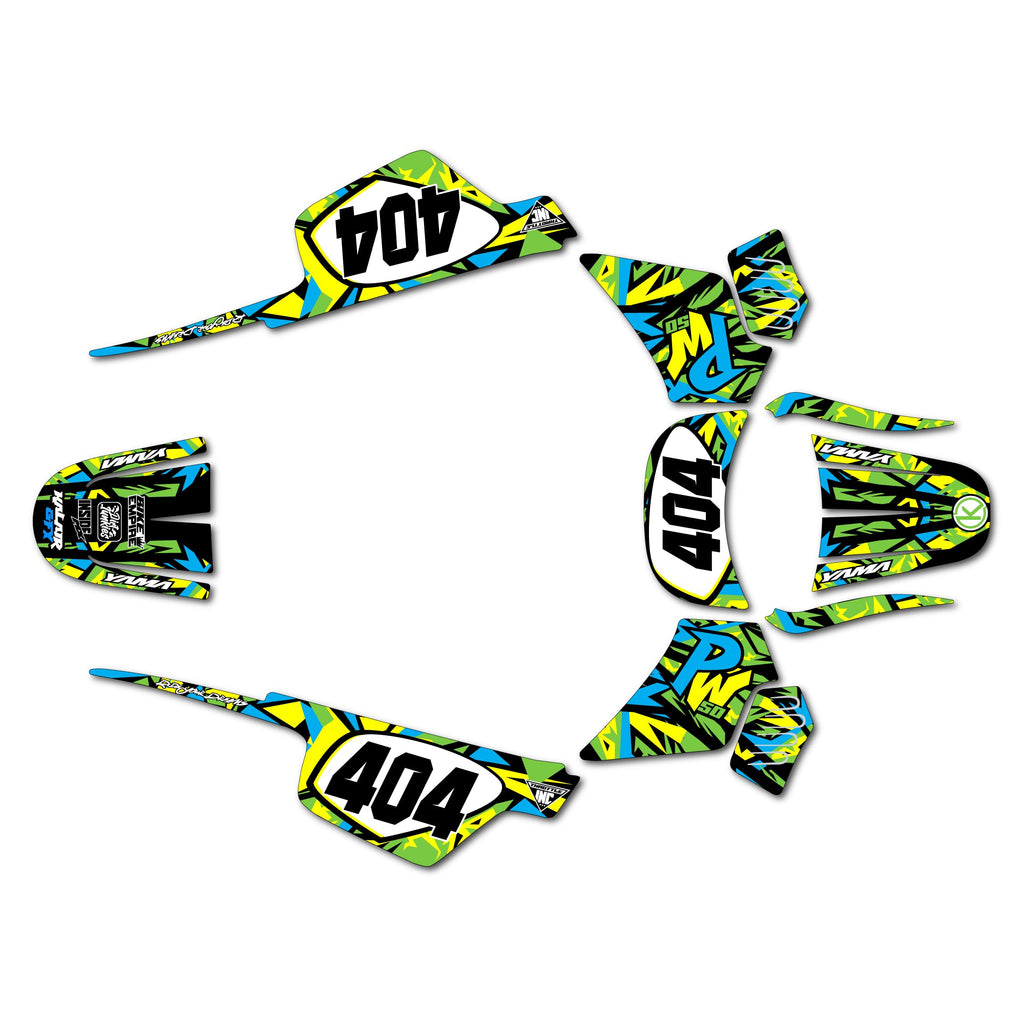 Graphics Kit for Yamaha PW 50 (1980-2023) Shatter Series Blue 09 Mil - Dirt bike Custom Racing Graphics Decals Stickers Kit, no-plastics