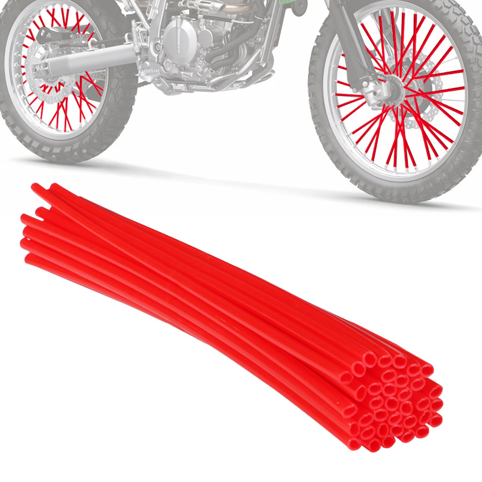 Motorcycle Spoke Skins,Spoke Covers Wheel Wraps Universal for CRF 50 50F CRF 110 CRF125F CRF100F CRF150R CRF250R XR150L TRX 125 8"-21" Rim Dirt Pit Bike ATV Red