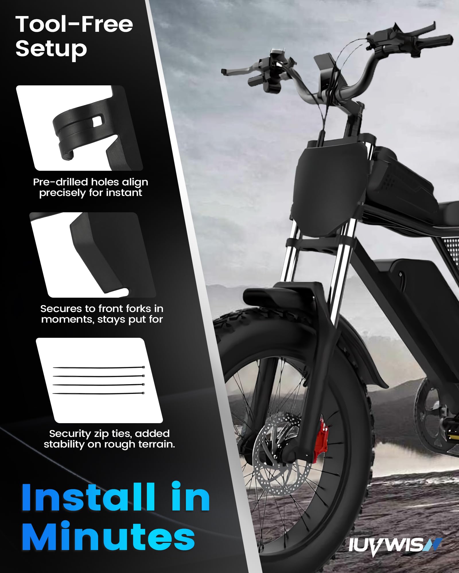 Electric Bike Number Plate E Bike Front Plate Compatible Fit for Ridstar Q20 Tuttio Soleil 01 Super 73 S1 S2 Y1 RX Macfox EBike Electric Commuter Mountain Bike Black