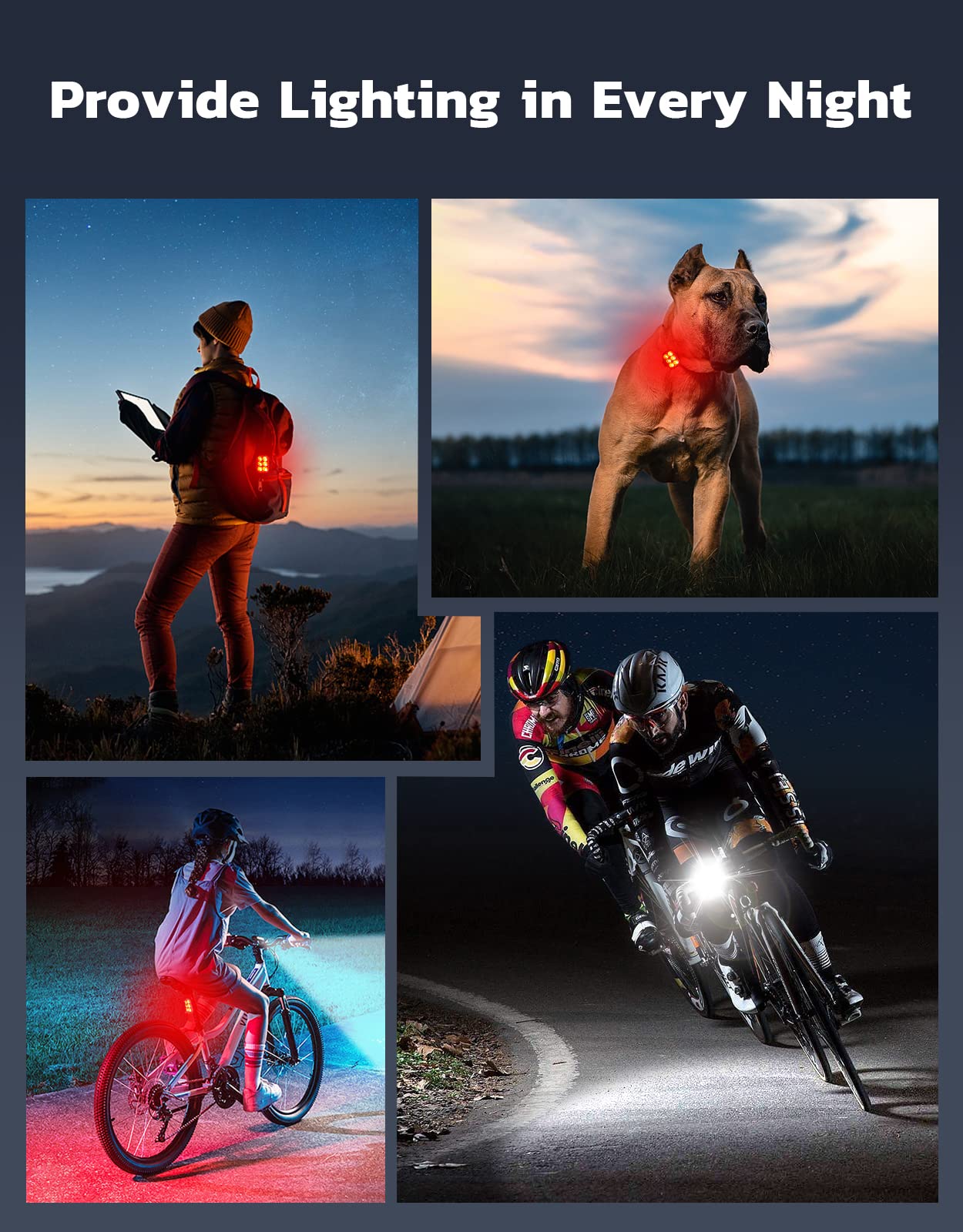 Bike Lights for Night Riding, USB Rechargeable Bike Lights Front and Back, Waterproof IP65 Bicycle Light, 4+6 Modes Bike Headlight and Tail Light Set,1.5 Hrs Fast Charging, Easy to Install