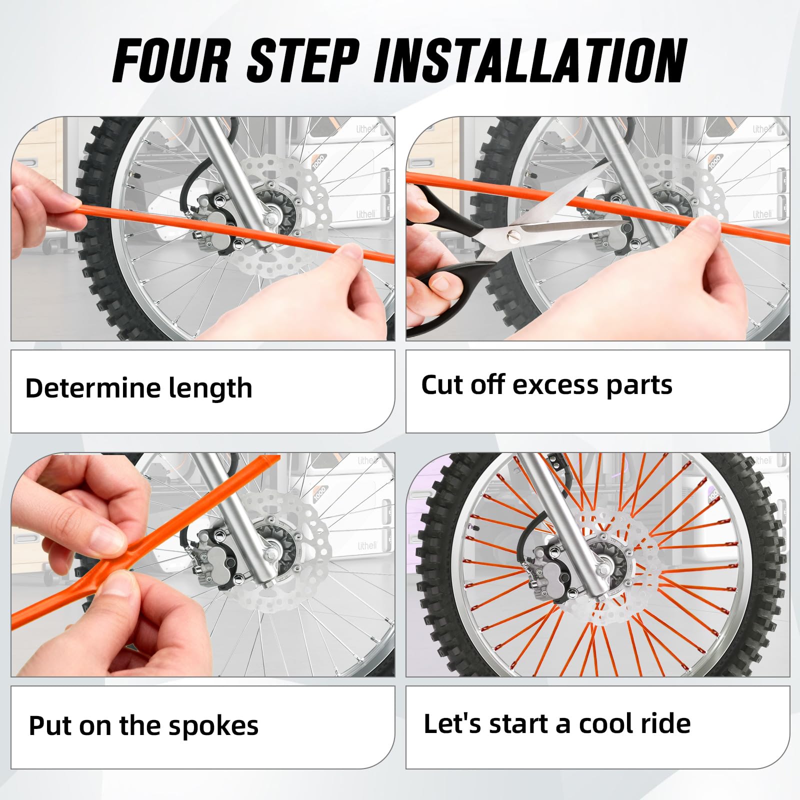 Motorcycle Spoke Skins,Spoke Covers Wheel Wraps Universal for CRF 50 50F CRF 110 CRF125F CRF100F CRF150R CRF250R XR150L TRX 125 8"-21" Rim Dirt Pit Bike ATV Red