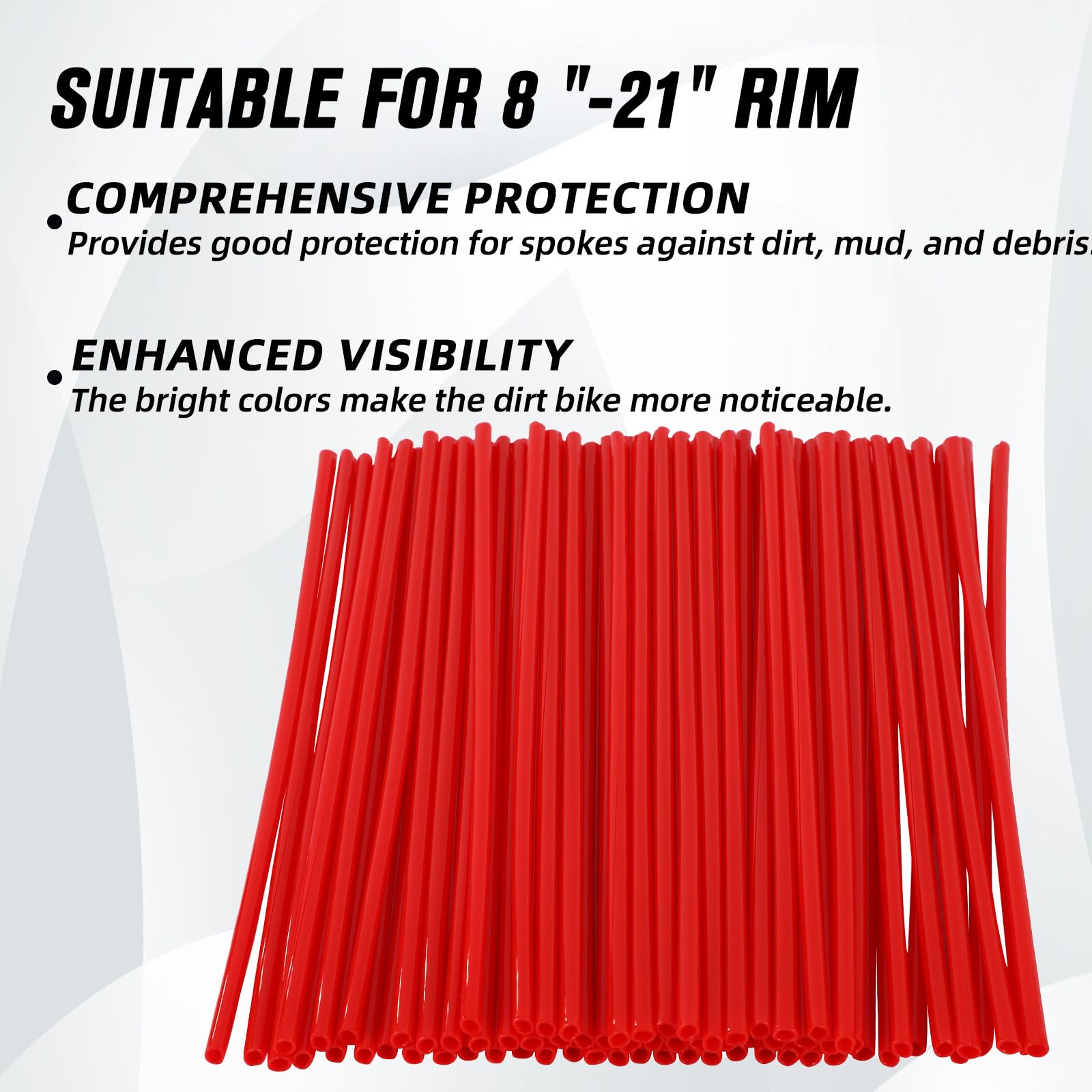 Motorcycle Spoke Skins,Spoke Covers Wheel Wraps Universal for CRF 50 50F CRF 110 CRF125F CRF100F CRF150R CRF250R XR150L TRX 125 8"-21" Rim Dirt Pit Bike ATV Red