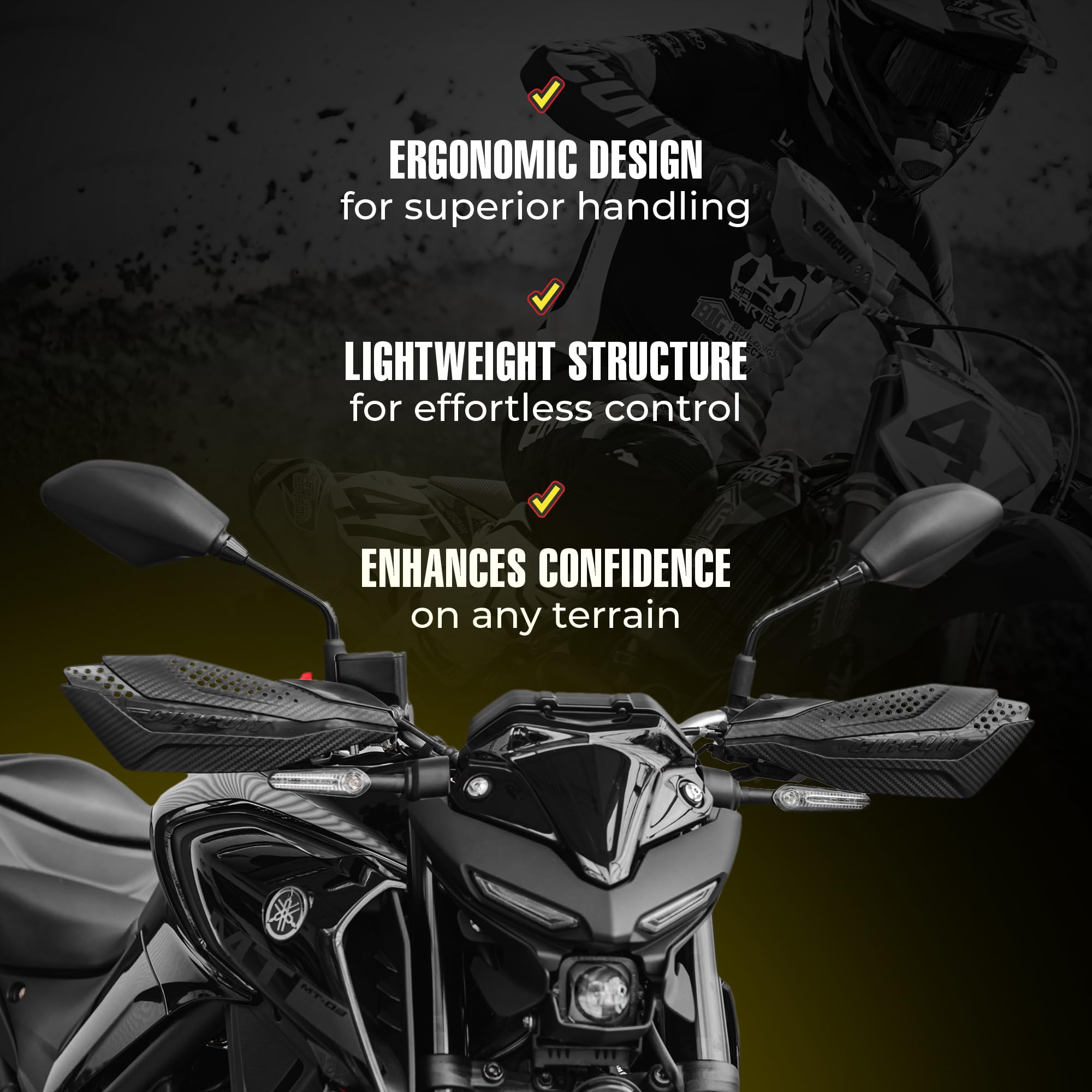 CIRCUIT equipment PM038-2D1 Motocross Handguards, Carbon/Black