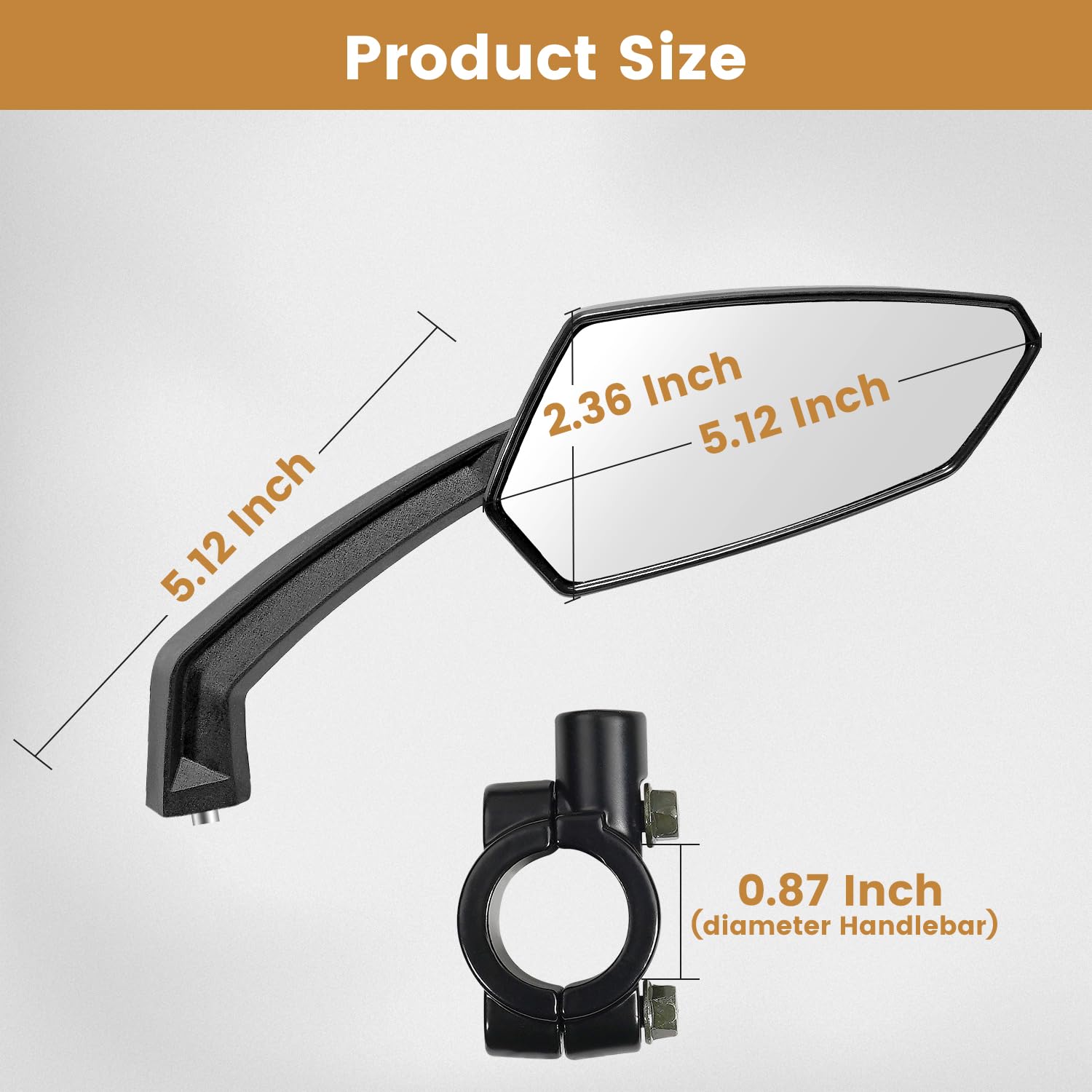 Handlebar Bike Mirror, HD Convex Glass Rear View Mirror with Shatterproof Film, 360° Adjustable Bicycle Mirror for MTB & E-Bike, Fits 21-26mm Handlebars, Left Side Only(Chequer)