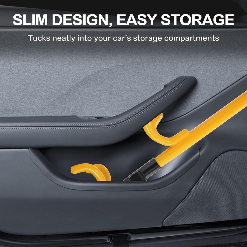 Steering Wheel Lock Anti-Theft Device – Heavy Duty Double Hook, Adjustable Clamp Fits 5”-15” Wheels, Universal Car Security Lock with 3 Unique Keys – Yellow