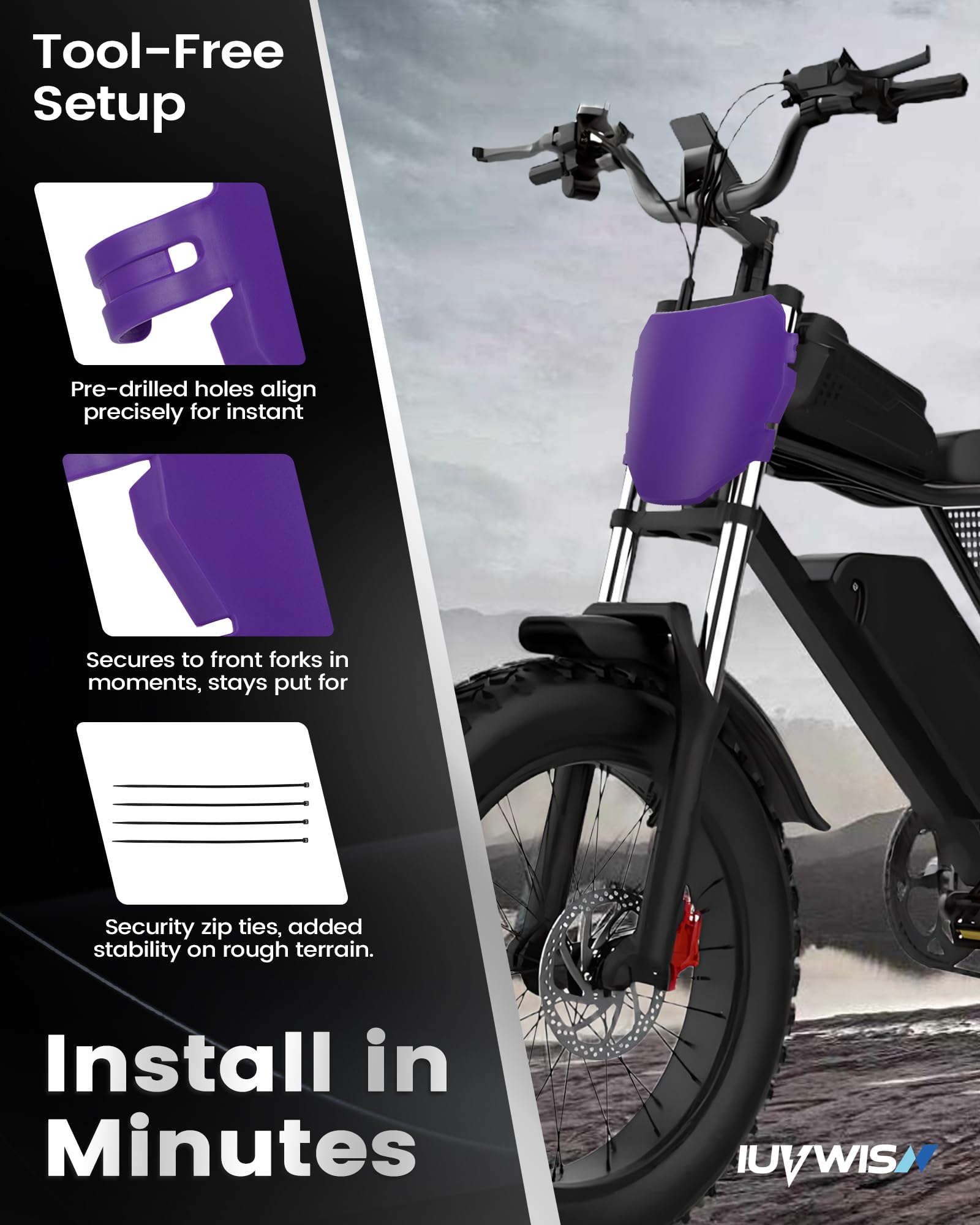 Electric Bike Number Plate E Bike Front Plate Compatible Fit for Ridstar Q20 Tuttio Soleil 01 Super 73 S1 S2 Y1 RX Macfox EBike Electric Commuter Mountain Bike Black