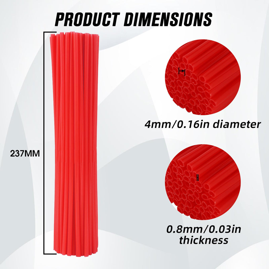 Motorcycle Spoke Skins,Spoke Covers Wheel Wraps Universal for CRF 50 50F CRF 110 CRF125F CRF100F CRF150R CRF250R XR150L TRX 125 8"-21" Rim Dirt Pit Bike ATV Red