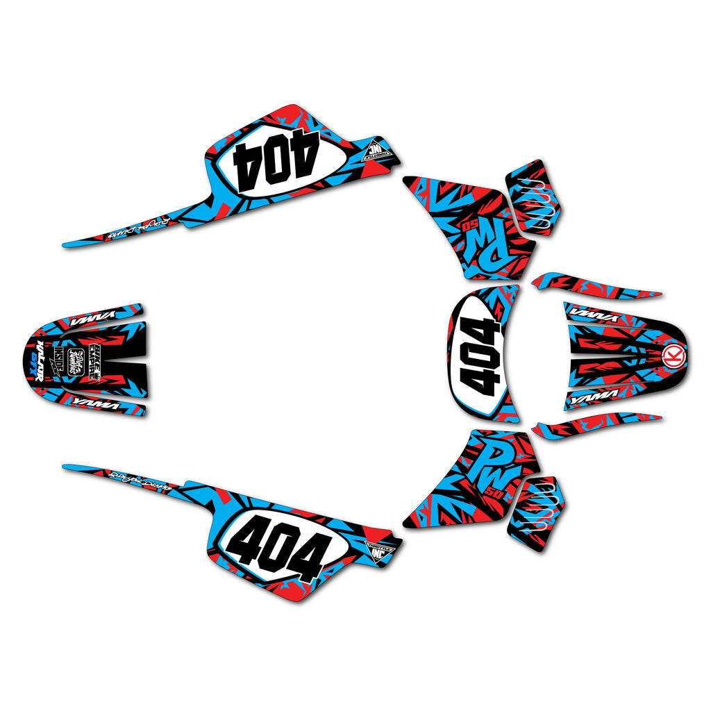 Graphics Kit for Yamaha PW 50 (1980-2023) Shatter Series Blue 09 Mil - Dirt bike Custom Racing Graphics Decals Stickers Kit, no-plastics