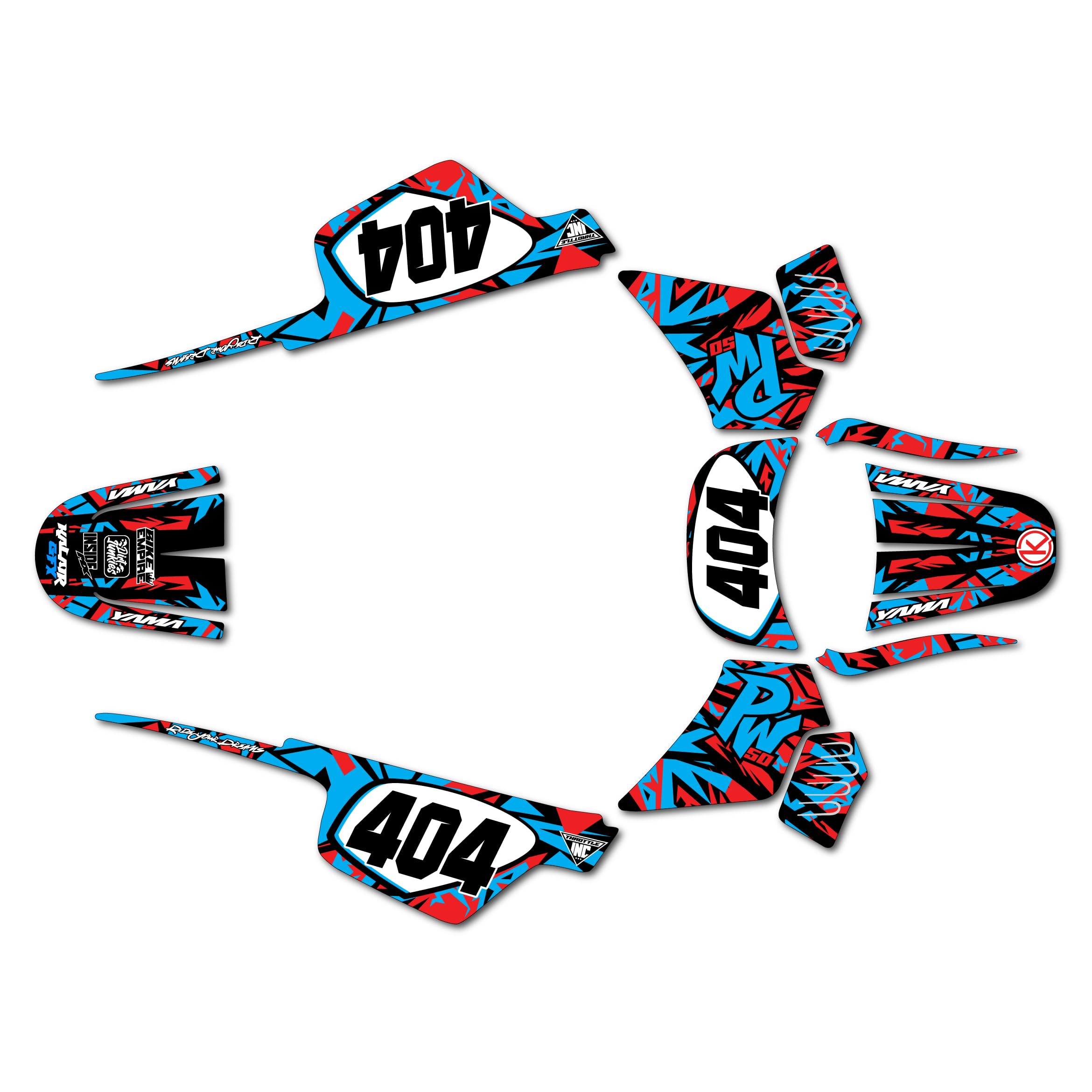 Graphics Kit for Yamaha PW 50 (1980-2023) Shatter Series Blue 09 Mil - Dirt bike Custom Racing Graphics Decals Stickers Kit, no-plastics