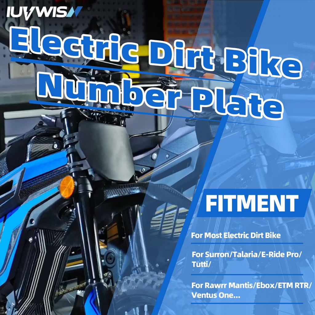 Electric Dirt Bike Number Plate Front License for Surron LBX Tutti Soleil 01 Yozma IN10 Talaria Sting MX3/R MX4 MX5 XXX eRide Pro SR S SS 2.0 3.0 Rawrr Mantis Ebox Dragster ETM RTR Black