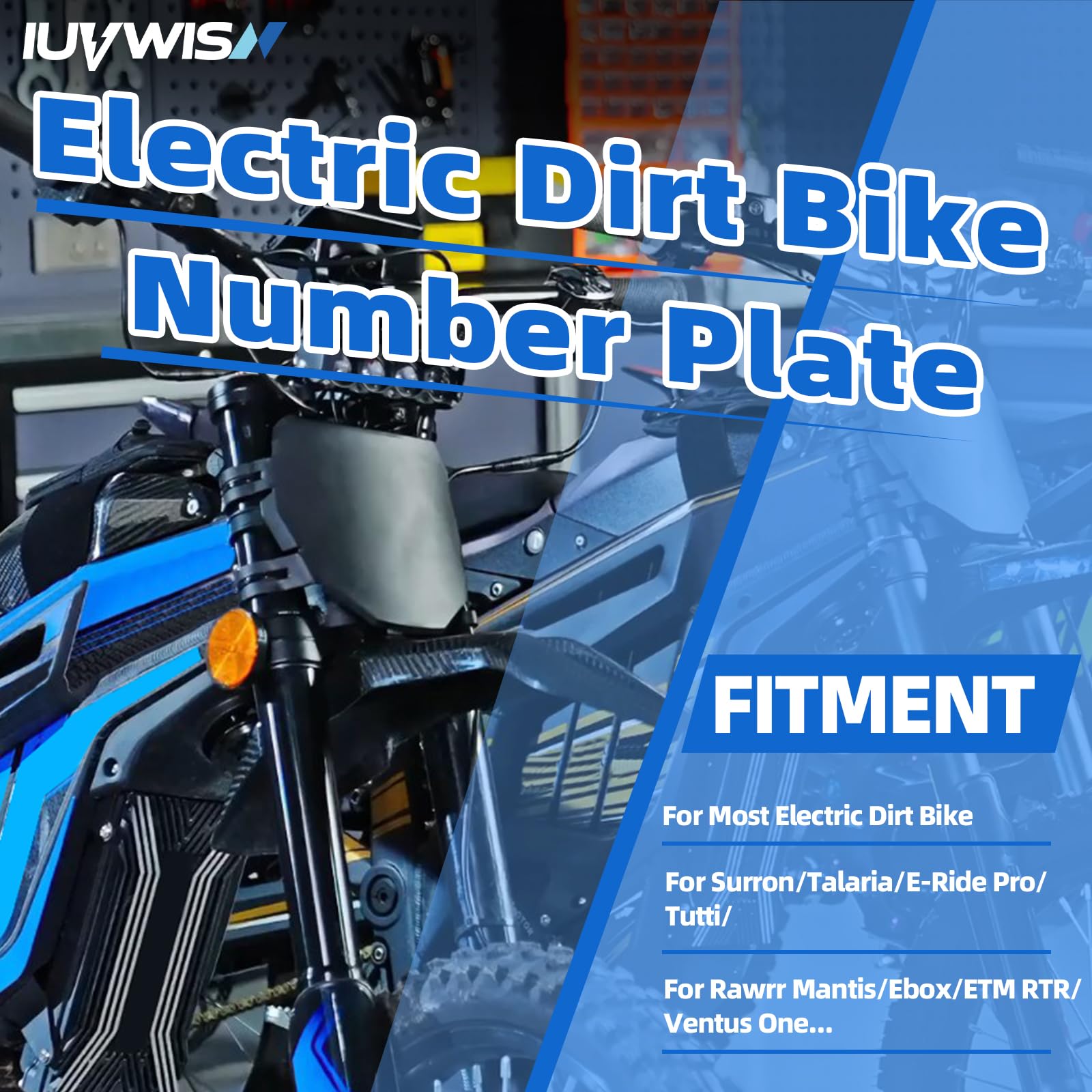 Electric Dirt Bike Number Plate Front License for Surron LBX Tutti Soleil 01 Yozma IN10 Talaria Sting MX3/R MX4 MX5 XXX eRide Pro SR S SS 2.0 3.0 Rawrr Mantis Ebox Dragster ETM RTR Black