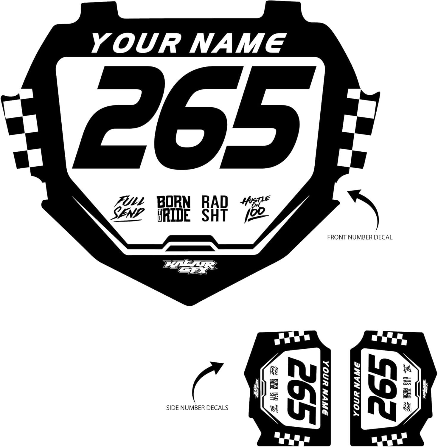 Custom BMX Box Two Number Plate Decals - Personalize Your Racing Graphics with Your Name & Number, Multicolored Outstanding Designs, Fits Box Two Plates, Junior and Senior Sizes.