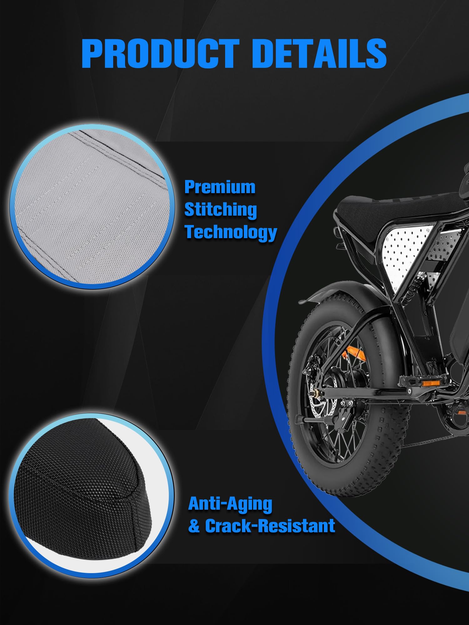 Non-Slip Seat Cover Compatible Fit for Ridstar Q20/Q20 Pro Lite EBike E-Bike, Electric Bike Soft Seat Cover Black