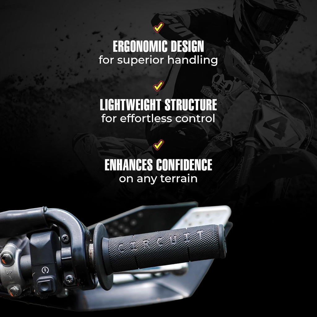 Circuit Equipment - Circuit IV Motorcycle Handlebar Grips - Non-Slip, Premium Rubber, Stainless Steel - Increased Comfort, Safety, and Durability