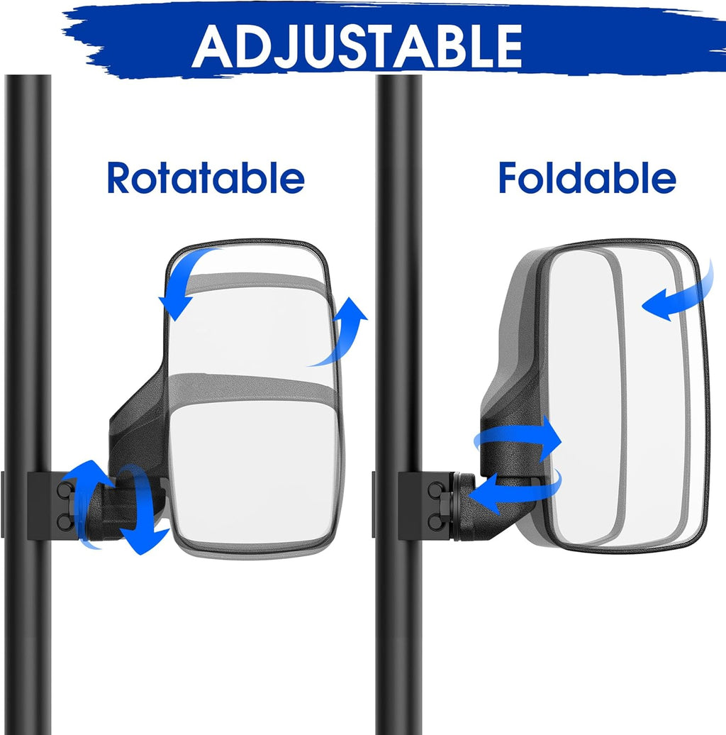 UTV Mirrors Set for 2015-2022 Polaris Ranger - Center Rear and Side Mirrors Compatible with Ranger 500, 570, 900, and 1000 XP Crew with Pro-Fit profiled Tube - Replace #2879969