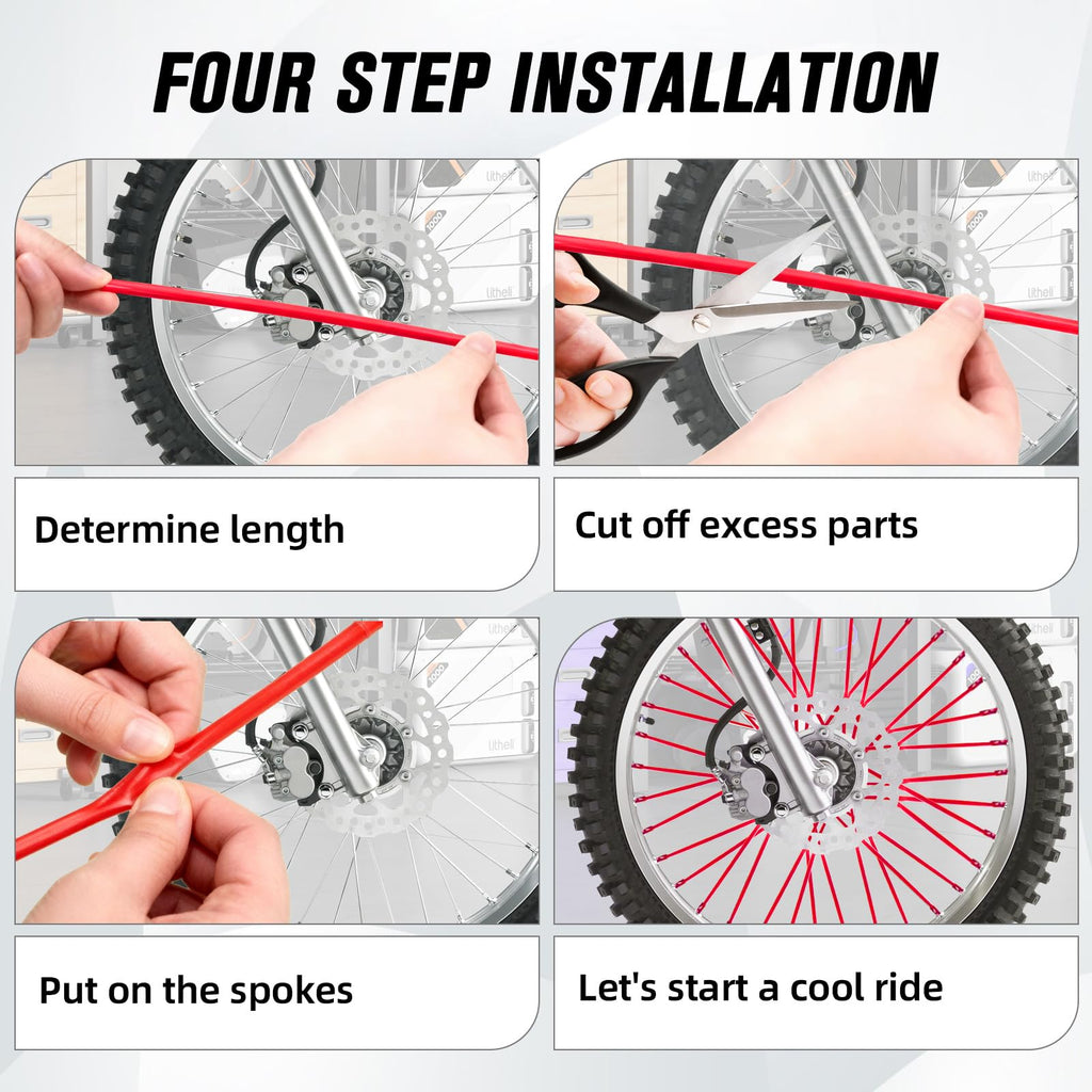 Motorcycle Spoke Skins,Spoke Covers Wheel Wraps Universal for CRF 50 50F CRF 110 CRF125F CRF100F CRF150R CRF250R XR150L TRX 125 8"-21" Rim Dirt Pit Bike ATV Red