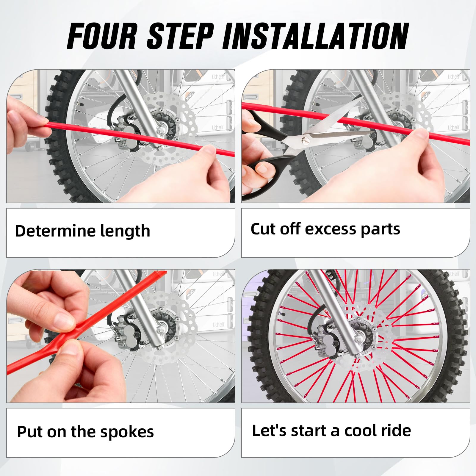 Motorcycle Spoke Skins,Spoke Covers Wheel Wraps Universal for CRF 50 50F CRF 110 CRF125F CRF100F CRF150R CRF250R XR150L TRX 125 8"-21" Rim Dirt Pit Bike ATV Red