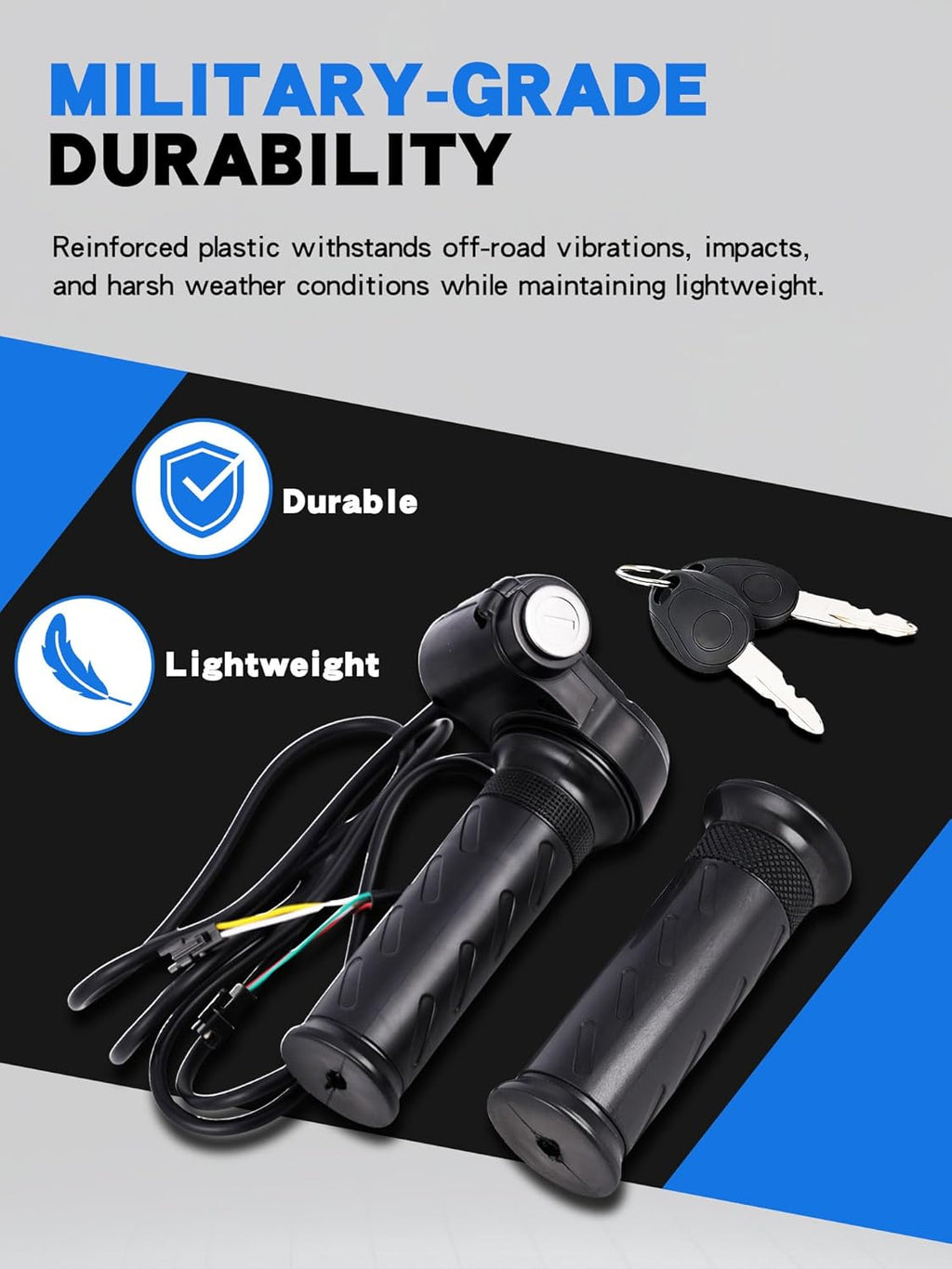 Ebike Full Twist Throttle Grip with 2 Keys Compatible Fit for Ridstar Q20/Q20 Pro Lite E-Bike, Electric Bike Throttle Smooth Acceleration Control Easy Installation