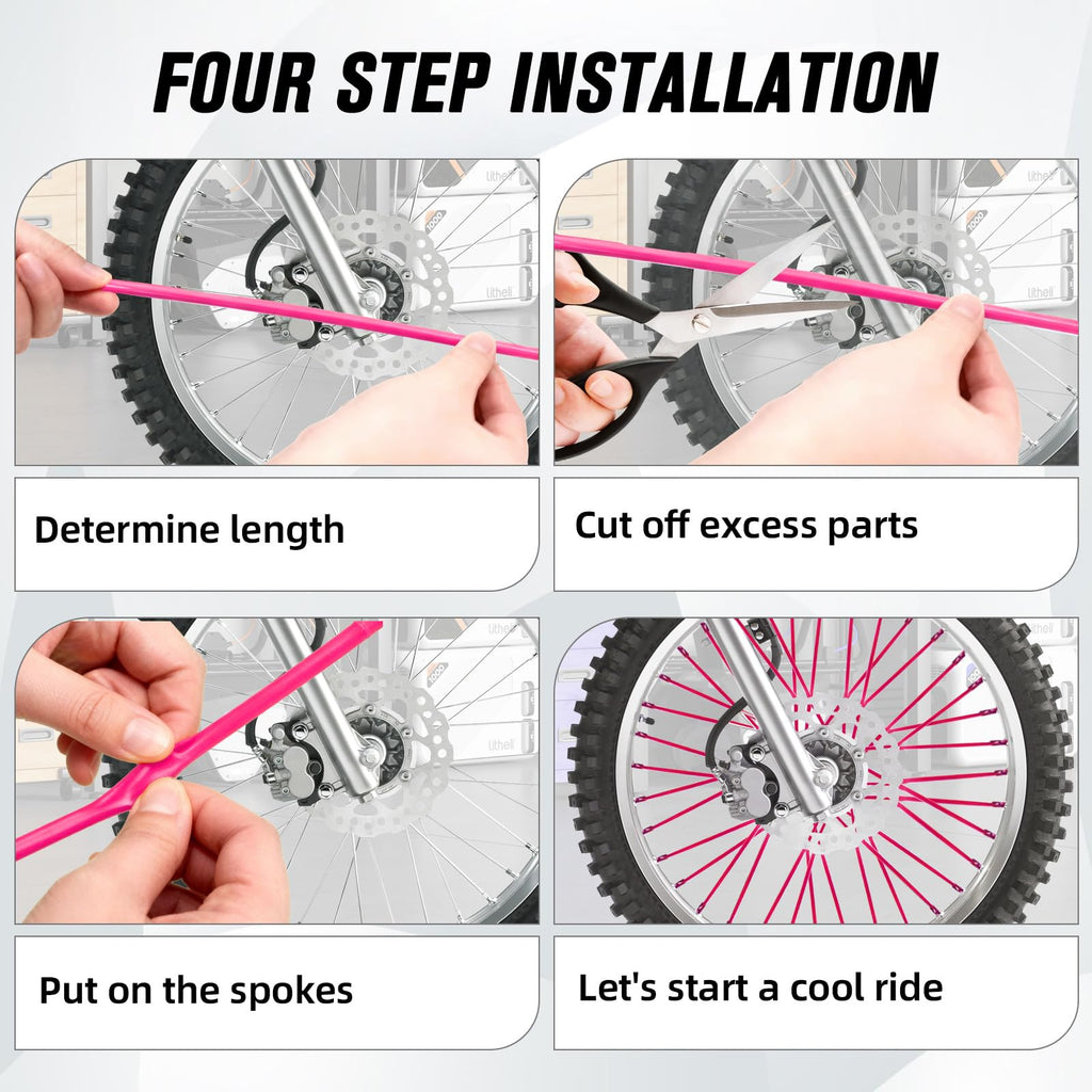 Motorcycle Spoke Skins,Spoke Covers Wheel Wraps Universal for CRF 50 50F CRF 110 CRF125F CRF100F CRF150R CRF250R XR150L TRX 125 8"-21" Rim Dirt Pit Bike ATV Red