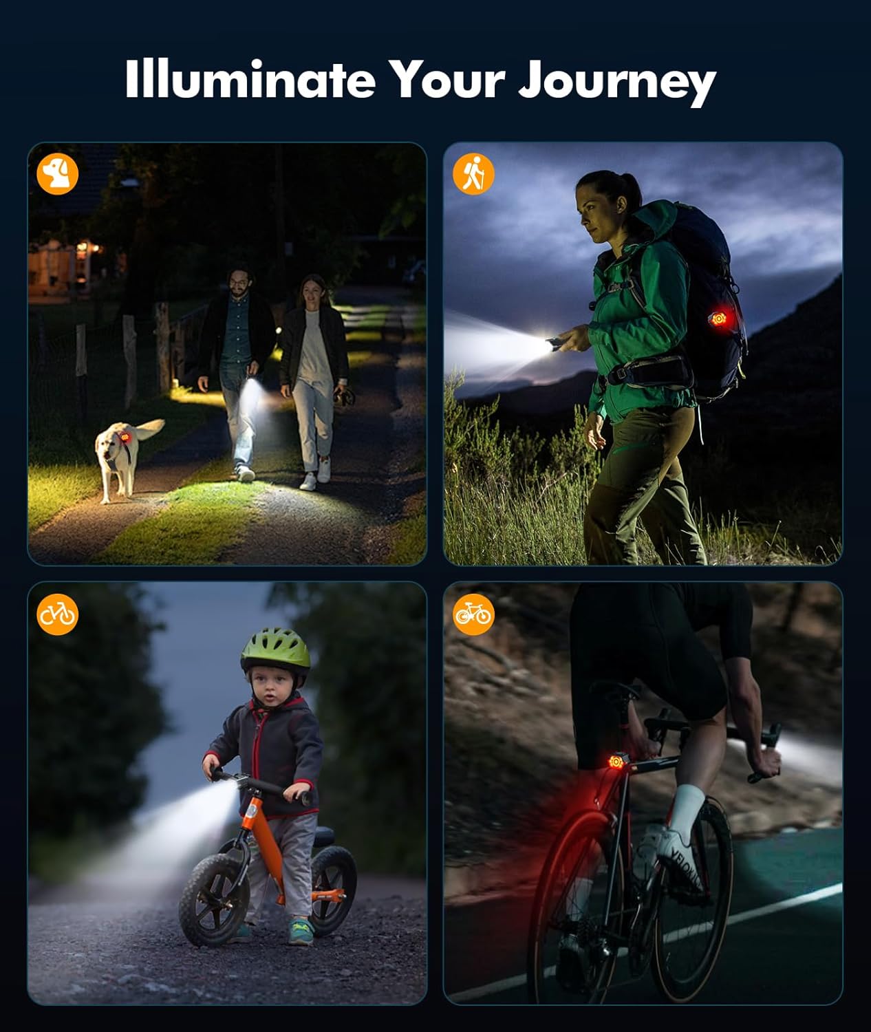 3+6 Modes Bright Bike Lights for Night Riding with Side Light, Rechargeable & IP65 Waterproof Bicycle Light, Bike Headlight and Tail Light Set for Road/Mountain Bike/Scooter Accessories
