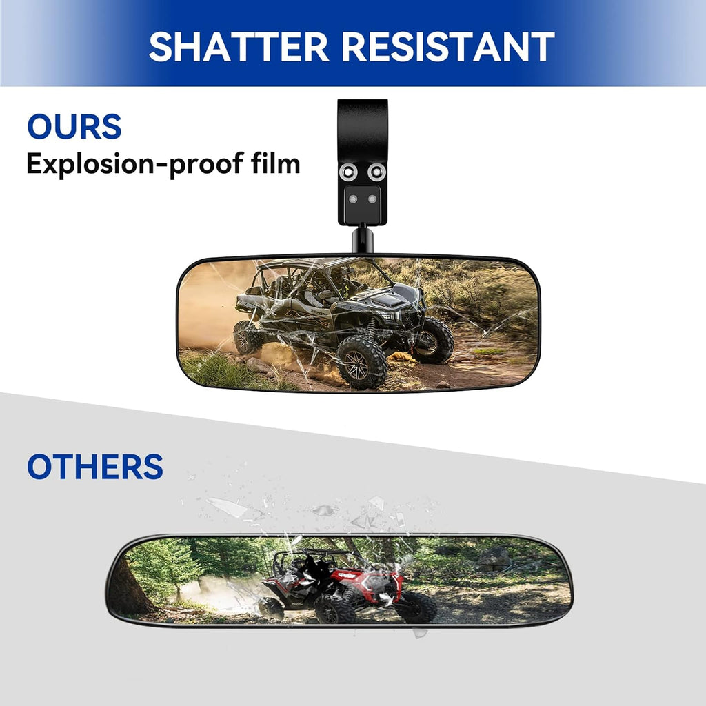 UTV Rear View Mirror, Center Convex Rearview Mirror for 1.75”-2” Roll Bar Cage Compatible with Polaris RZR Turbo, Kawasaki Mule, Teryx, Honda Pioneer, Can am Maverick X3