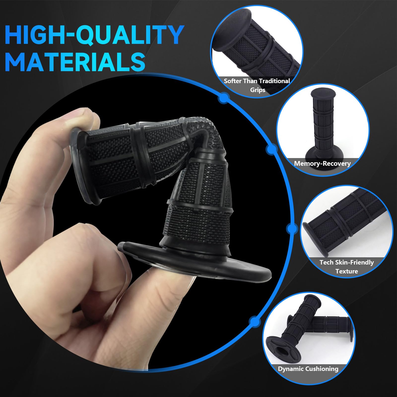 Dirt Bike Handlebar Grips 7/8" Rubber Handle Grip Universal for Sur Ron Surron LBX Talaria Sting R MX3/R MX4 MX5 Talaria X3 XXX E-Ride Pro SR S SS 2.0 3.0 Ventus One Electric Dirt Bike Black