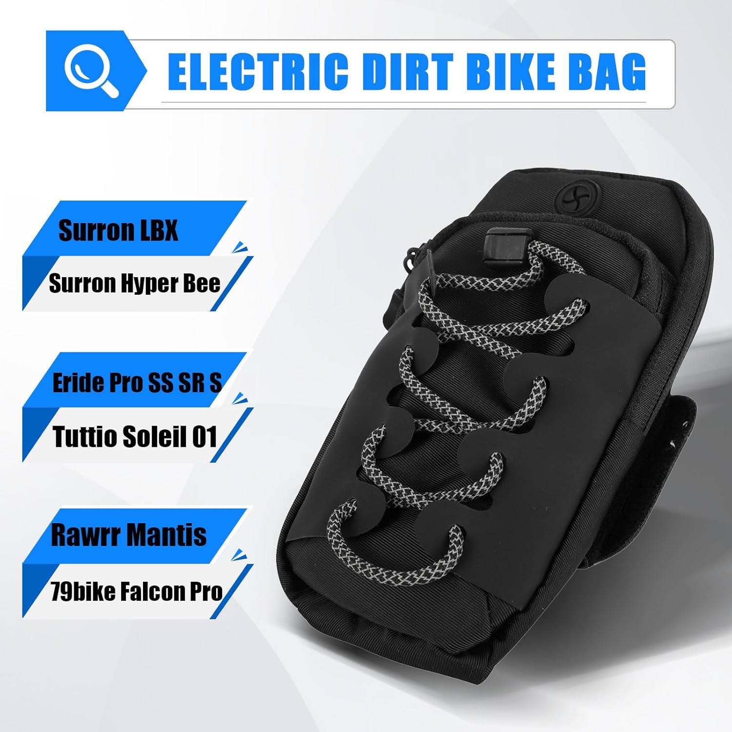 Electric Dirt Bike Bag for Surron LBX Tuttio Soleil 01 Yozma IN10 Eride Pro SS SR S, Front Battery Frame Bag for Hyper Bee Rawrr Mantis Phone Card Drinks Key Daily Necessities Storage